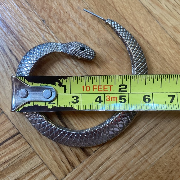 Chunky large Spiral Snake Hoop Earrings, silver tone - Picture 12 of 13